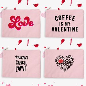 Kozmetik Çantalar Kahve Benim Sevgililer Günü Kadın Çanta Makyaj Poşeti Ruj Organizatörü Seyahat Çantaları Leopar Kalp Sevgililer Günü Hediyeleri