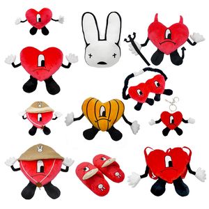 Valentinstag Bad Bunny Plüschtiere, rotes Herzkissen, gefüllte Puppen, Liebesform, Valentinstag, Ostern, Party, Heimdekoration