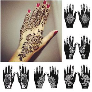 Geçici Dövmeler Profesyonel Kına Stencil El Vücut Sanatı Etiket Şablonu Düğün Aracı Hindistan Çiçek 221124