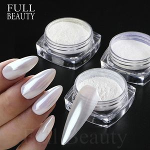 Nail Glitter Mirror Nail Powder Pigment Pearl White Rubbing on Art Dust Chrome Aurora Blue Manicure Holographic Decorations