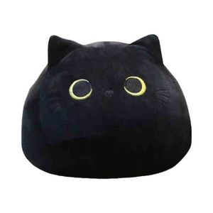 184055см Kawaii Black Cat Plush Toy Fucked Mife Round Antry Cat Pillow Pollow Purvet Cushion Creative Doll Birdet Gorder для Ldren J220729