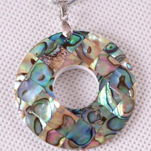 Подвесные ожерелья Женские ювелирные украшения натуральный круглый бусин Blue Zealand Abalone Shell для ожерелья 1pcs K098