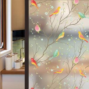 Window Stickers 3D Matte Privacy Film Non-Adhesive Frosted Bird Decorative Glass Static Cling Stained For Home