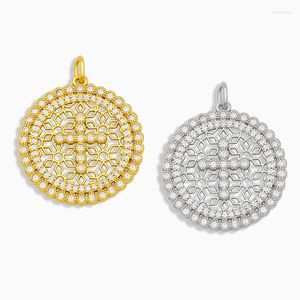 Подвесные ожерелья Ocesrio Brass Cz Gold Cross Countrace Charms для ювелирных изделий для изготовления круглых оптовых духовных PDTA212