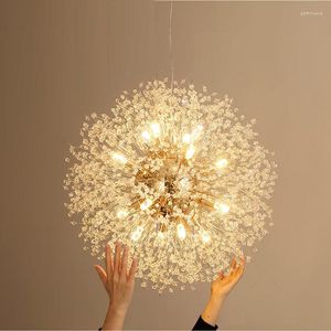 Chandeliers LED Dandelion Chandelier Spark Ball Ceiling Lamp Lighting Dinning Living Room Bar Personality Creative Art Crystal Lamps