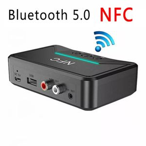 Bluetooth RCA Alıcı 5.0 NFC A2DP AUX 3.5mm Jack USB Akıllı Oynatma Stereo Ses Verici Kablosuz Adaptör Otomobil Kiti Hoparlör