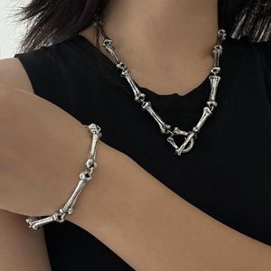 Choker Goth Fashion Skeleton Bone Necklace For Unisex Punk Dark Cool Creative Bracelet Hip Hop Street Trend Jewelry