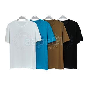Moda marka tasarımı erkek tişört lüks mektup nakış yuvarlak boyun kısa kollu gevşek kazak sıradan siyah beyaz khaki mavi asya boyutu S-2xl