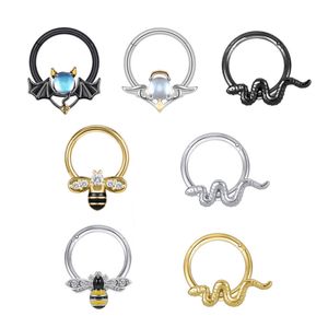 16G Surgical Steel Septum Nose Rings Body Cartilage Tragus Earrings Snake Bee Bat Piercing Jewelry for Women Men