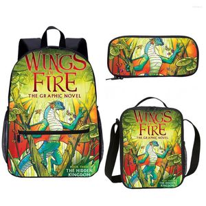 Школьные сумки Wings Of Fire Подростковая сумка для ноутбука Рюкзак Мультяшный стиль 3D-принт Ученики Рюкзак Детский набор 3 в 1 Randoseru