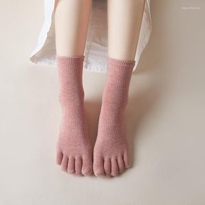 Женские носки хорошего качества женского женского 5 пальца с твердым цветом корейский стиль набор женских женского спортивного хлопка