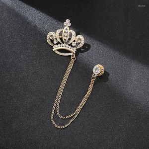 Мужские костюмы Crown Gold Tassel Long Brooch Ofnestone Chain Late Pin