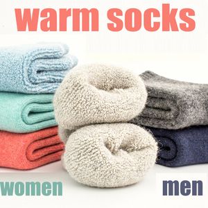 Çoraplar Çorap 3 Çift Kış Kalın Yün Çoraplar Kadın Tüpü Terry Düz Renkli Bayanlar Süper Kalın Sıcak Kar 221124