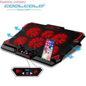 Car COOLCOLD 17inch Gaming Laptop Cooler Six Fan Led Screen Two USB Port 2600RPM Laptop Cooling Pad Notebook Stand For Laptop
