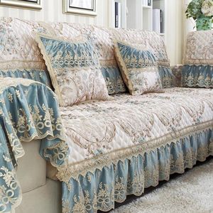 Крышка стулья роскошные жаккардовые диван-крышка голубая кружевная мебель для льняной мебели гостиная.