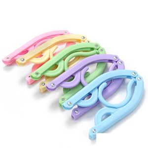 Hooks Rails Solid Color Fold Coat Hanger Plastic Clothes Hangers Portable Clothing Rack Travel Household Goods Quality Fine 0 43Yr Dhutt