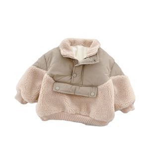Casaco 06 anos de idade Criando roupas de lã Costura de lã outono inverno bebê top e jaqueta acolchoada de estilo coreano de veludo 221125