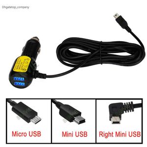 5V 3.5A Çift Mini USB bağlantı noktaları Dash Cam Araç Sigara Adaptörü Daha açık kablo soket Şarj Cihazı DVR araç şarjı 3,5 metre ile şarj