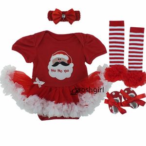 Giyim Setleri İlk Noel Kostümleri Kız Romper Set Infantil Kısa Kollu Tulumlar Noel Baba Kıyafetleri Noel Born Bebek Ürünü 221125