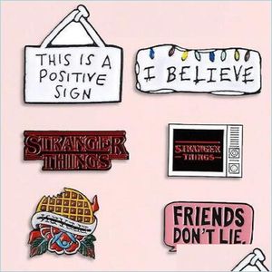 Штифты броши Stranger Things Emamel Pins сериал одиннадцать друзей из броши не лгать джинсовая рубашка лацка