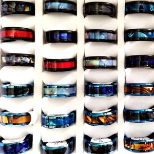 Band 36pcs Black Blue Mix 8mm Comfort Fit Acciaio inossidabile Shell Ring Mens Cool Jewelry Uomo Gift Taglie US 7 11 Design unico 221125
