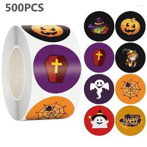 Hediye sargısı 500pcs/Roll Mutlu Cadılar Bayramı Çıkartmaları Etiketleri 8 Tasarımlar Kabak Dekoratif Zarf Mührleri Kartlar için