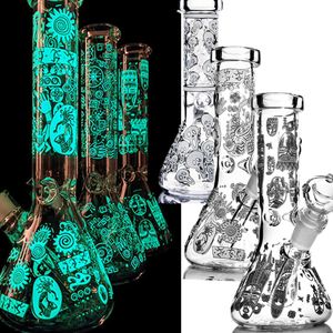 Karanlık Beher Bong 7.9 '' Cam Su Boruları Downstem Unqiue Boyama Kalın Dab Rig Heady Bubblers Harsla Aksesuarlar