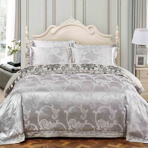 Bedding sets Coffee blue luxury silk jacquard cotton bedding sets bedclothes queen king size 4 6 pcs duvet cover bed linen sheet set pillow 221129