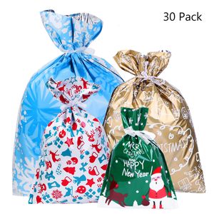 Noel Süslemeleri 30 PCS Hediye Çantaları Sevimli Drawstring Çeşitli Stiller İyi Sarma Partisi Tatil Şeker Çantası 221130
