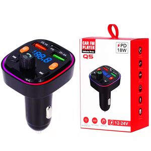 Cousume Electronics Q5 Kablosuz Bluetooth 5.0 FM Verici Eller Ücretsiz Araba Kiti MP3 çalar USB Charger 3.1a