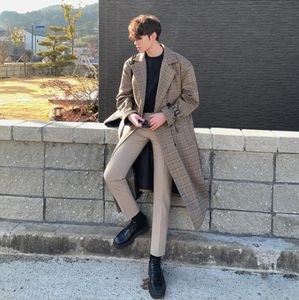 Мужские куртки 2012 Корейский стиль мужской траншеи плащ клетчат