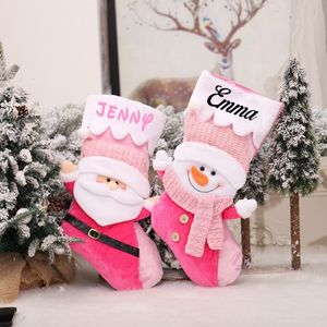 Noel dekorasyonları kişiselleştirilmiş çorap bebek kız pembe özel isim aile hediyesi ilk süs 221130