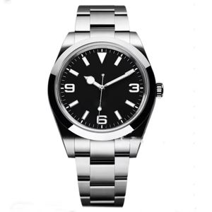 Novo relógio mecânico automático esportivo masculino preto branco número dial safira relógios de vidro aço inoxidável exp masculino relógios de pulso