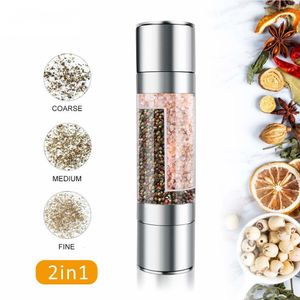 Mills 2 In 1 Pepper Mill Manual Stainless Steel Salt and Grinder Set with Adjustable Ceramic Grinding Spice KitchenTool 221130
