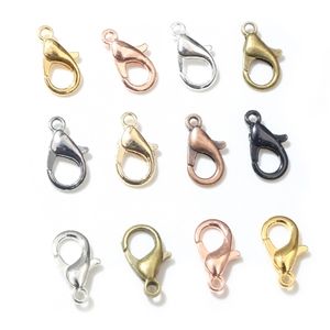 12x6mm 9 Colors Plated Fashion Jewelry Findings Alloy Lobster Clasp Hooks for Necklace& Bracelet Chain DIY
