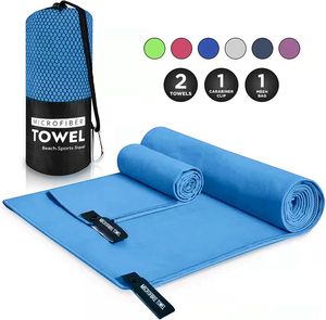 Mikrofiber Spor Havlu Seti Kapşonlu Hang Gym Yoga Yüzme Balıkçılık Seyahat Süper Teri Emici Hızlı Drit Tap Kum Ücretsiz Plaj Havlu Dikdörtgen Katı