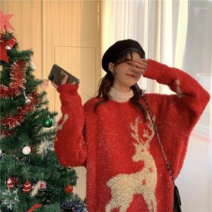 Женские свитеры Женские женские осенние и зимние корейские модные модные кожи, благоприятный яркий шелковый рождественский свитер снежинки.