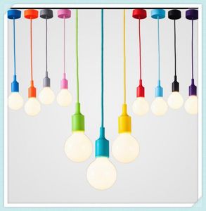 Kolye lambaları Modern sanat tek renkli ışıklar silika jel malzeme restoran yatak odaları mağaza dükkanı ışığı ac110-240v e27