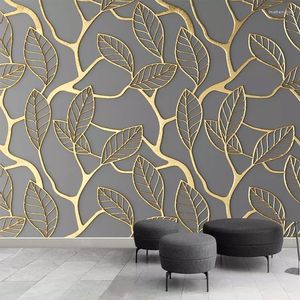 Обои на заказ обои Po для стен 3D стереоскопические листья золотого дерева гостиная ТВ фон настенная роспись креативная бумага 3DWallpapers