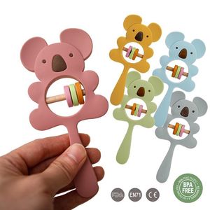 Силиконовые гремучим для детей животные коала ручные ручки новорожденных детские кровати Bell Bell Образовательные игрушки безопасная еда класс блюда детские предметы 1132