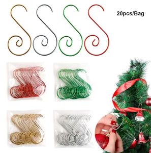 20pc S şeklinde Noel Hook Diy Noel Ağacı Kolye Dört Renk Noel Bebek Kancası Yeni Yıl Festivali Dekorasyon Aksesuarları