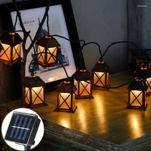 Строки сказки Светодиод Luminaria 20 Retro Metal House String Lights Солнечный батарея лампа