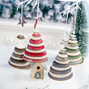 Рождественские украшения дерево украшения висят 3D деревянные подвески снежинки с колокольчиком украшения навидад декорации пара
