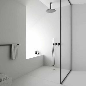 Bathroom Shower Sets Matte Black Faucet Wall Mounted Two Handle 10 Inch Head Can Be Installed Arbitrarily