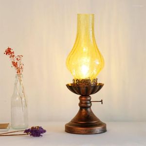 Сторонные лампы ретро -ретро -американский керосин камин в стиле стиля украсить бездымную классическую ностальгию винтажные ночные огни