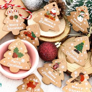 Рождественские украшения 1sets Merry Gift Tags Santa Claus Снеговик Рождественский дерево