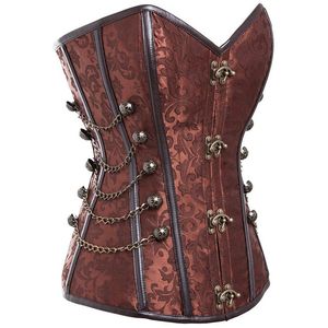 Steampunk Korse ile Toka Taşıyıcıları/ Zincir Çelik Kemik Korse Bel Eğitimi Gotik Budier Yuvarlak Toka Vücut Şakacı Plus Boyutu