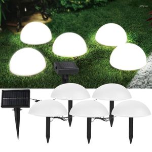 5Pcs Solar Ground Lights Outdoor Garden Lawn Lamp Waterproof Pathway Landscape Half Ball Shaped Light Yard Decoration