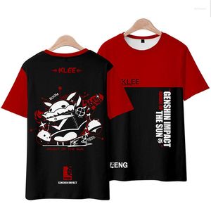 Erkek Tişörtleri Oyunları Genshin Etki Anime Kısa Kollu T-Shirt Klee Keqing Ganyu Paimon Mandrill Manyo Unisex Cos Ağrı Kıyafetleri