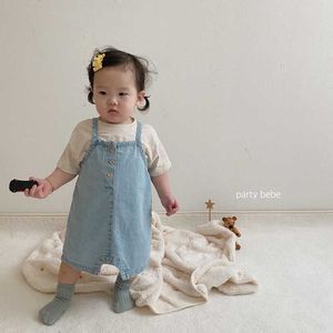 Rompers 2021 Yaz Yeni Kız Toddler Boy Loose Moda Denim Askıyıcılar Genel Kid Sıradan Nefes Alabilir İnce Tulum Kızları J220922